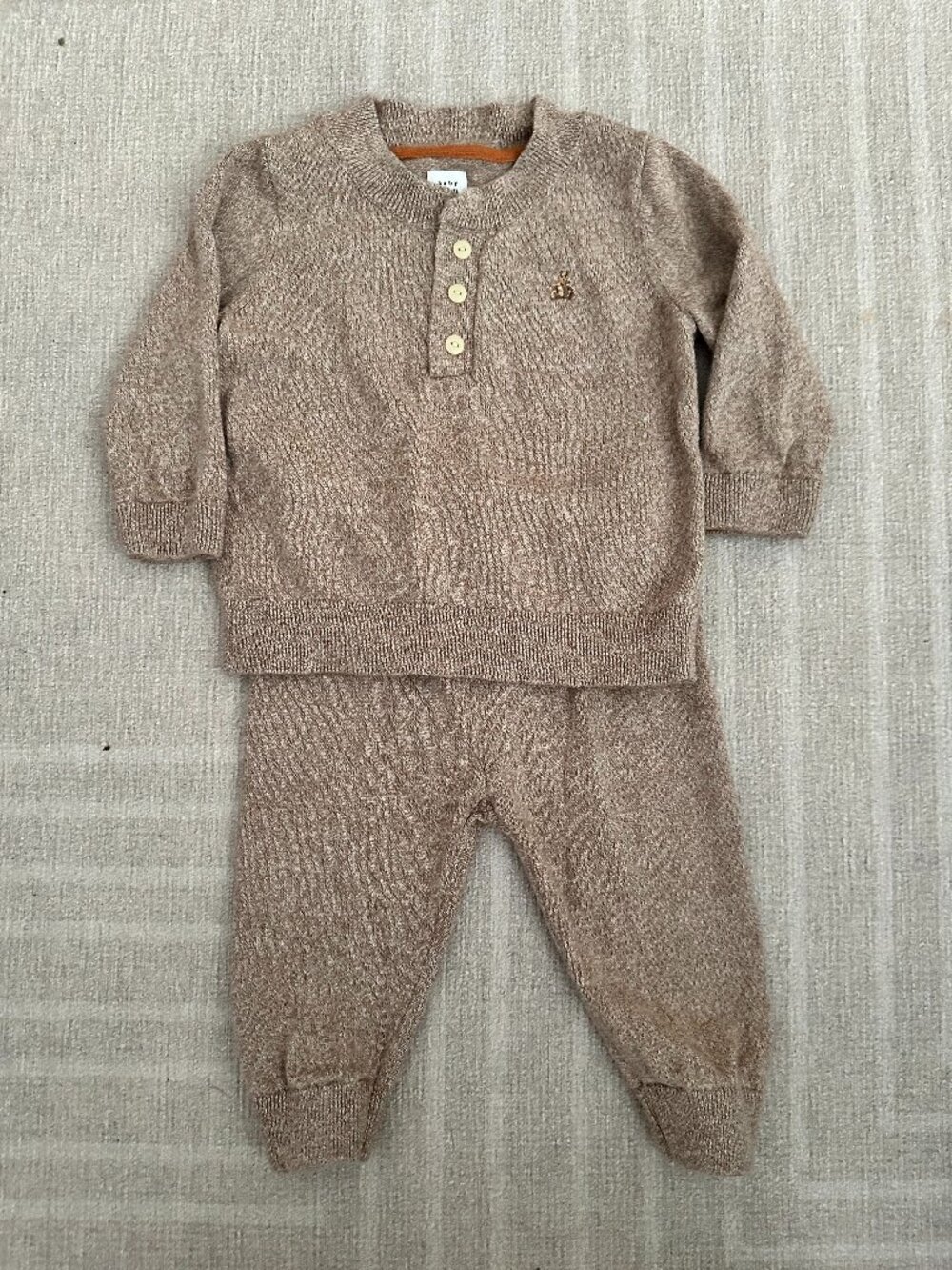 Baby Gap Brown Heather Sweater and Knit Jogger Set Sz 6-12M